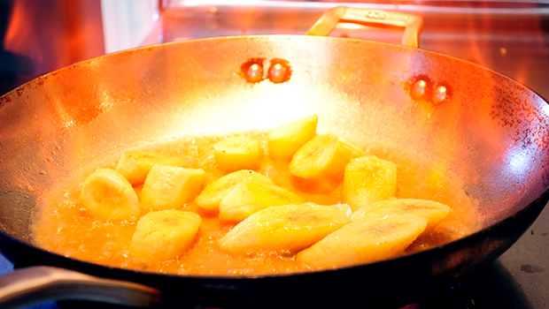 Crepe with Banana Flambe- an easy dessert that looks sophisticated and tastes divine.