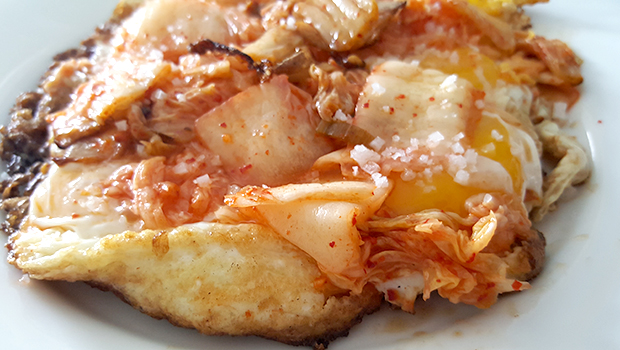 Kimchi Fried Eggs- the ultimate Korean comfort breakfast.